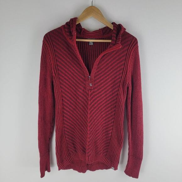Eddie Bauer Hooded Sweater 1/4 Zip Red Long Sleeve Size M - Picture 3 of 6